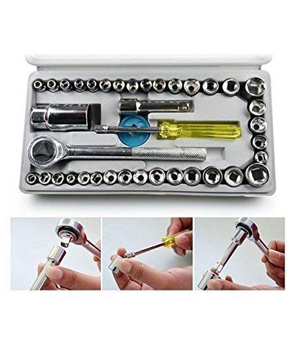 40 in 1 Wrench Tool Kit & Screwdriver & Socket Set Automobile Motorcycle Tool Box Set