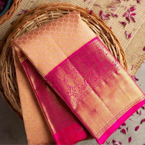 Women's Art Silk Printed Saree ( Peach )