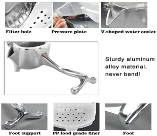 Aluminium Juice Maker Manual Fruit Juicer Machine Hand Juicer For Fruits Heavy Duty